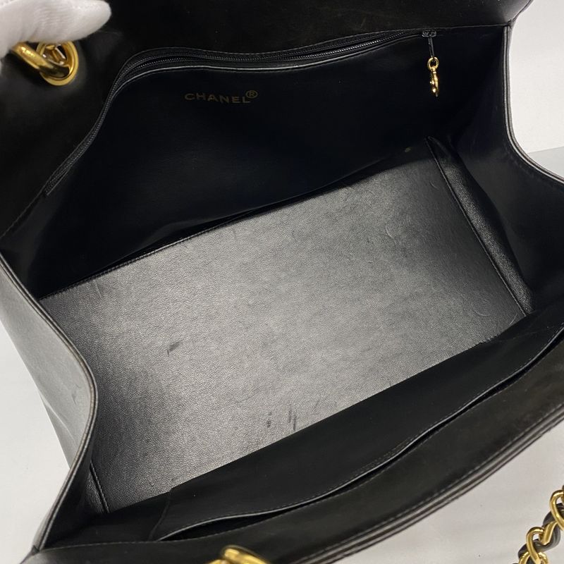 Chanel Chain Quilted Lambskin Black Gold Tote