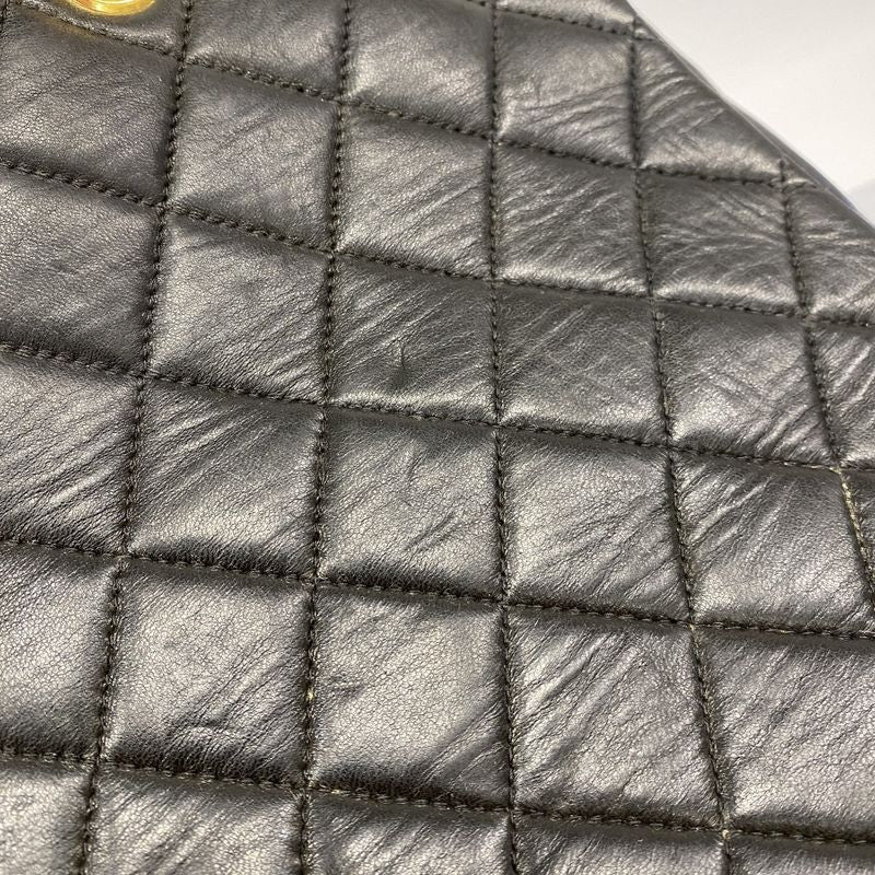 Chanel Chain Quilted Lambskin Black Gold Tote
