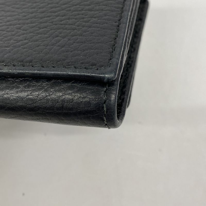 Gucci Trifold Wallet GG Marmont Leather Black Gold