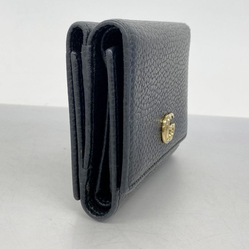 Gucci Trifold Wallet GG Marmont Leather Black Gold