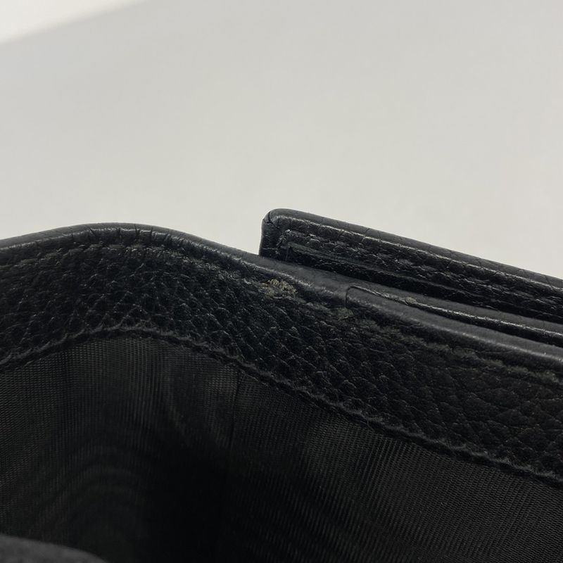 Gucci Trifold Wallet GG Marmont Leather Black Gold
