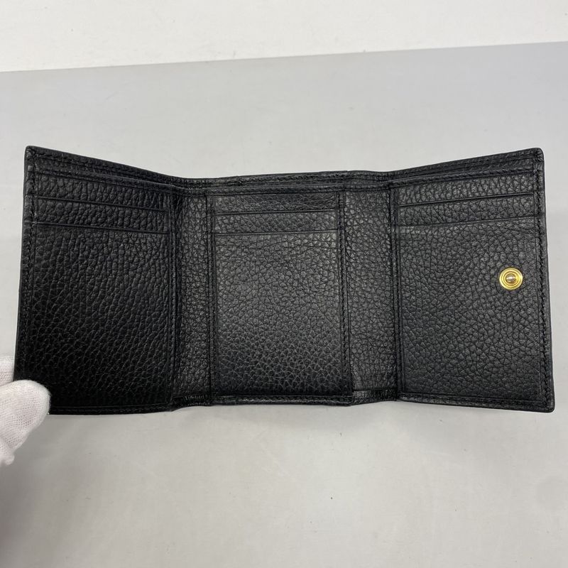 Gucci Trifold Wallet GG Marmont Leather Black Gold