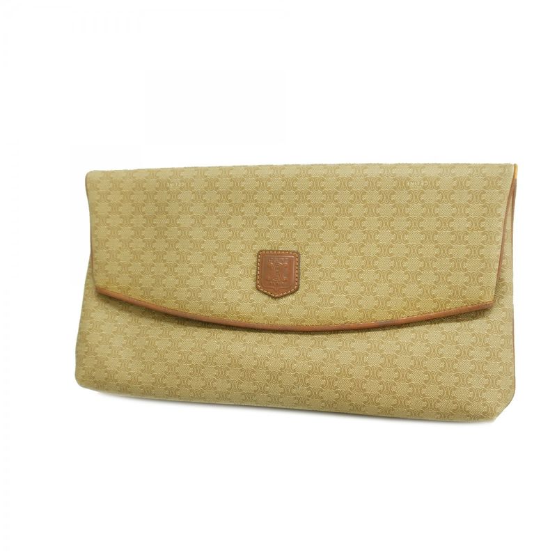 Celine Clutch Macadam Beige Gold