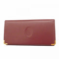 Cartier Long Bill Purse Must Leather Gold Wallet Bordeaux