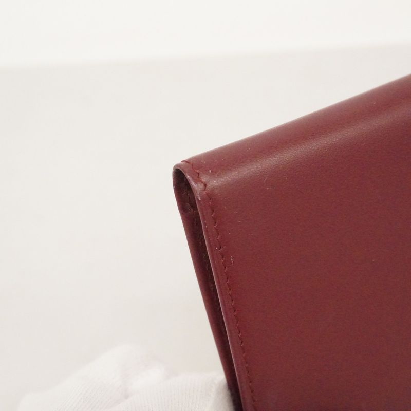 Cartier Long Bill Purse Must Leather Gold Wallet Bordeaux