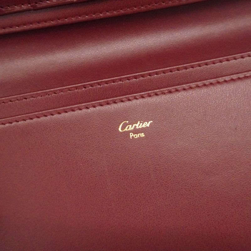 Cartier Long Bill Purse Must Leather Gold Wallet Bordeaux