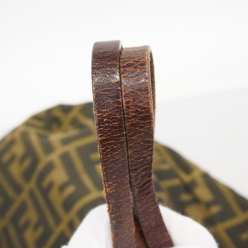 Fendi Tote Zucca Nylon Canvas Brown Silver