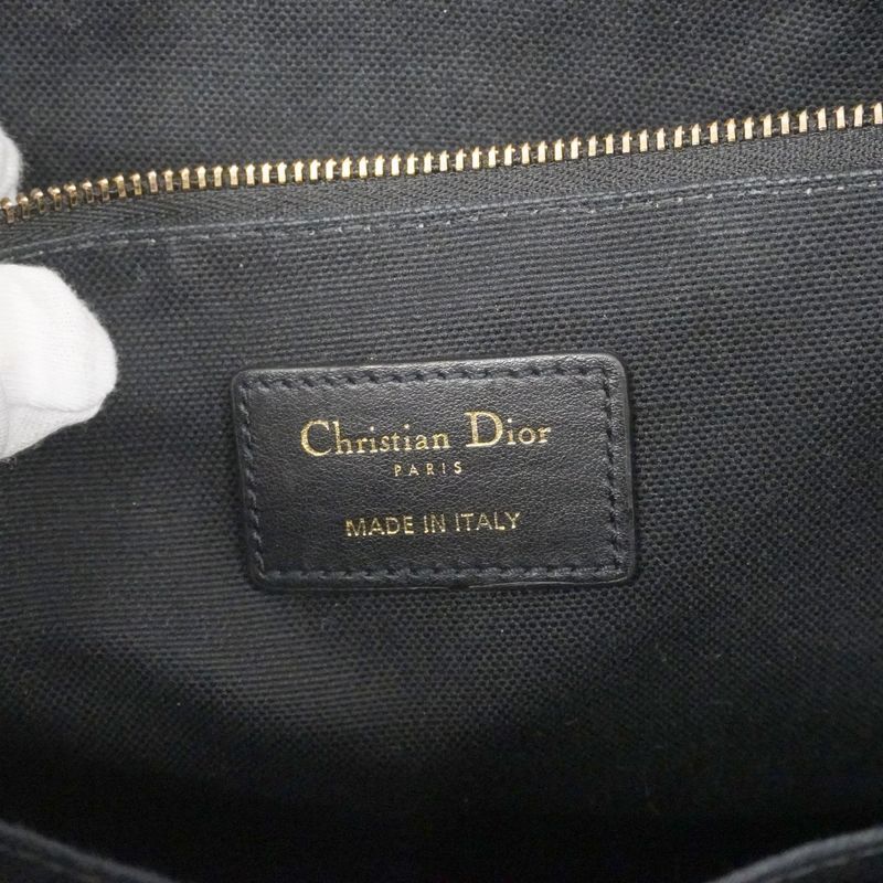 Dior Tote Book Canvas Leather Black Gold 2-Way