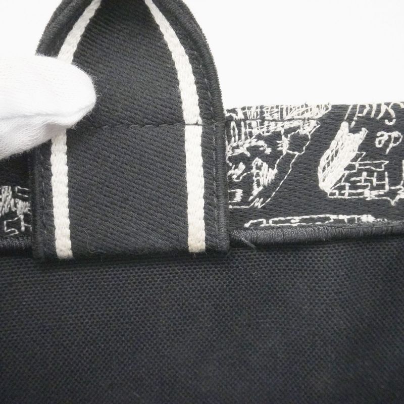 Dior Tote Book Canvas Leather Black Gold 2-Way