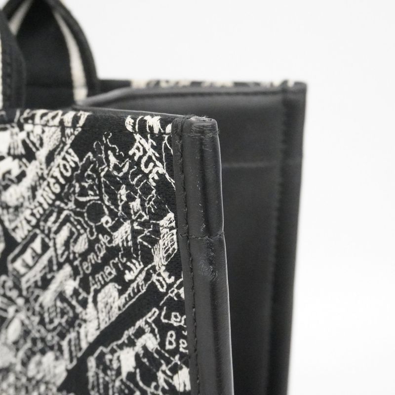 Dior Tote Book Canvas Leather Black Gold 2-Way