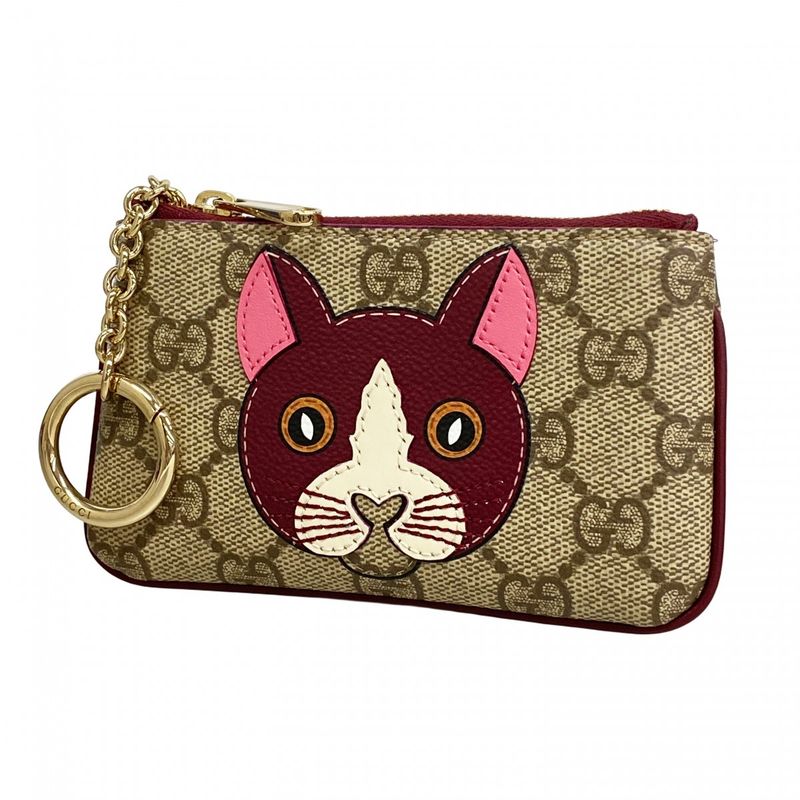 Gucci Coin Case GG Supreme Cat Gold Beige Bold