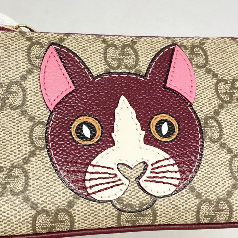 Gucci Coin Case GG Supreme Cat Gold Beige Bold