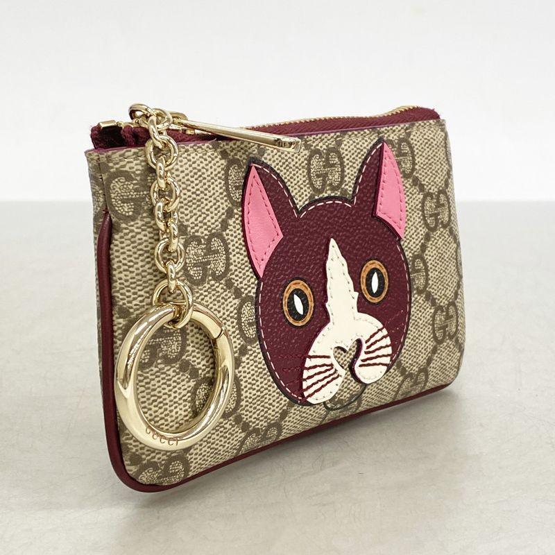Gucci Coin Case GG Supreme Cat Gold Beige Bold