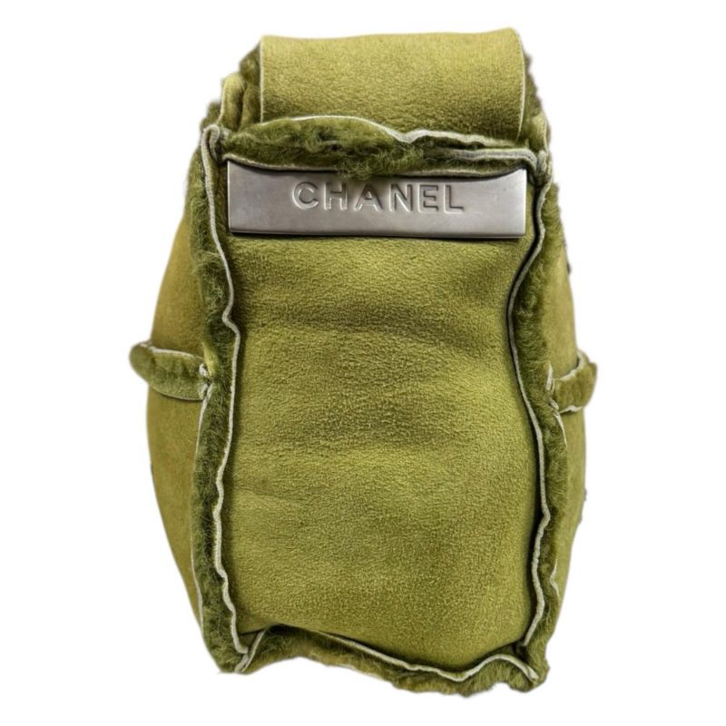 Chanel Choco Bar Shoulder Bag Mouton Green Bar