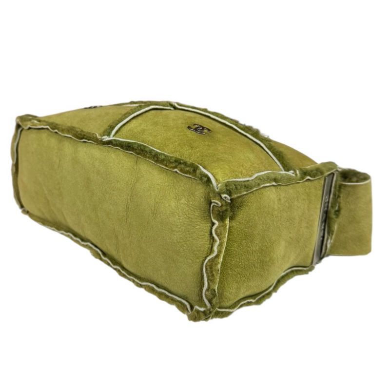 Chanel Choco Bar Shoulder Bag Mouton Green Bar