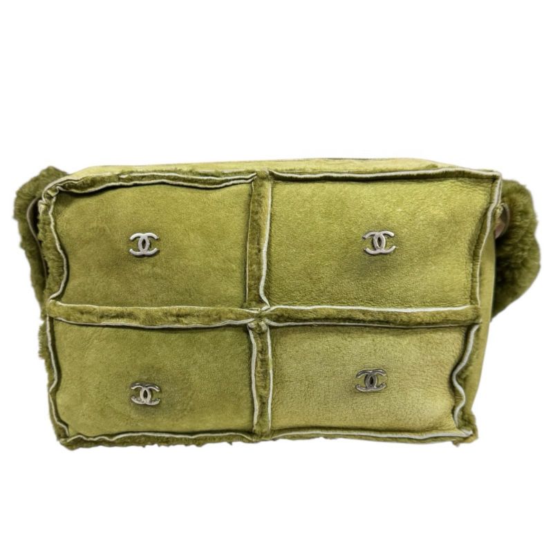 Chanel Choco Bar Shoulder Bag Mouton Green Bar