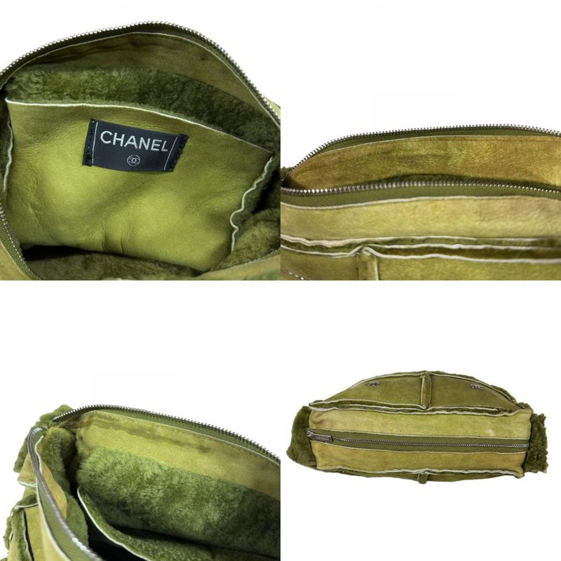 Chanel Choco Bar Shoulder Bag Mouton Green Bar