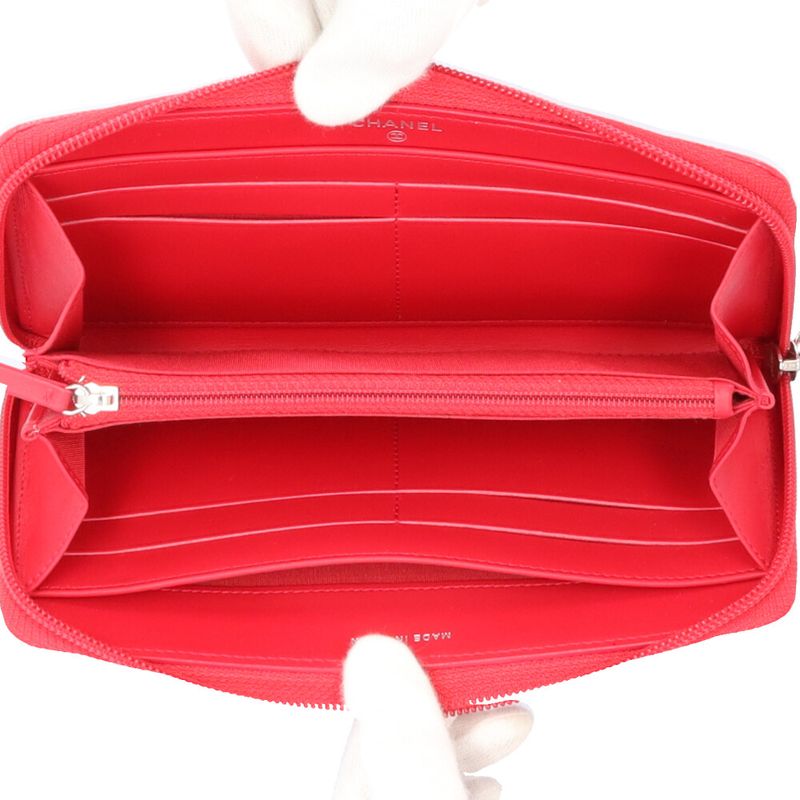 Chanel CC Logo Wallet Caviar Leather Red Logo