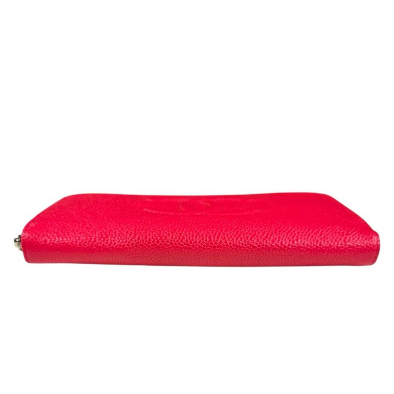 Chanel CC Logo Wallet Caviar Leather Red Logo
