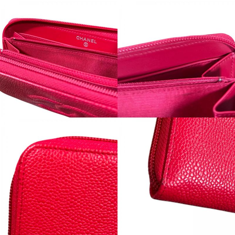 Chanel CC Logo Wallet Caviar Leather Red Logo