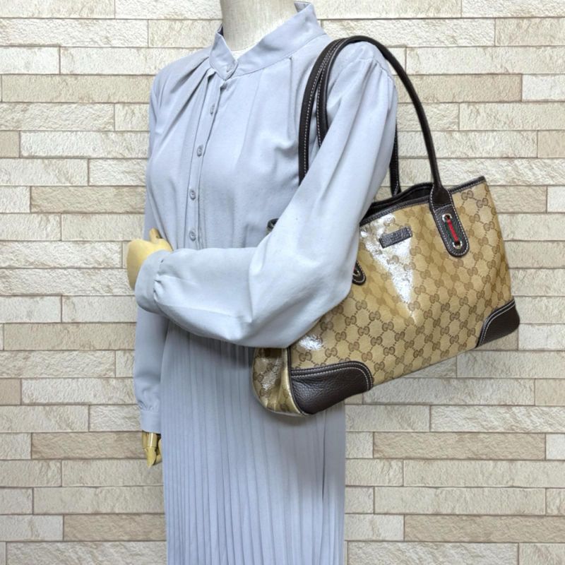 Gucci GG Crystal Tote Leather Beige Crystal