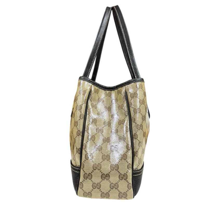 Gucci GG Crystal Tote Leather Beige Crystal