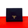 Prada Logo Tessuto Nylon Leather Trifold Wallet Mini