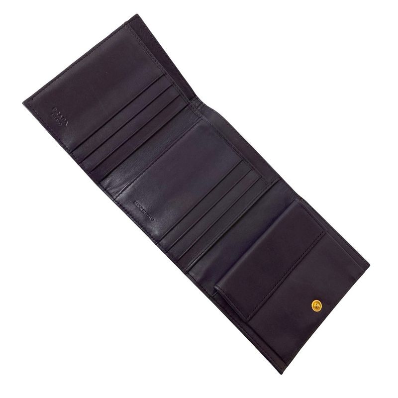 Prada Logo Tessuto Nylon Leather Trifold Wallet Mini