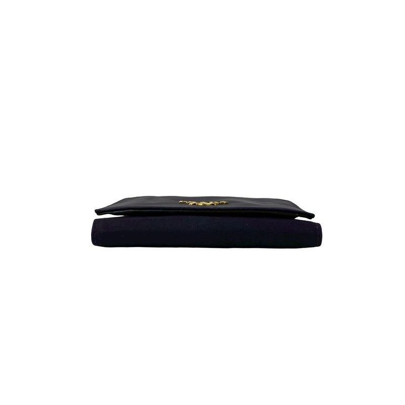 Prada Logo Tessuto Nylon Leather Trifold Wallet Mini