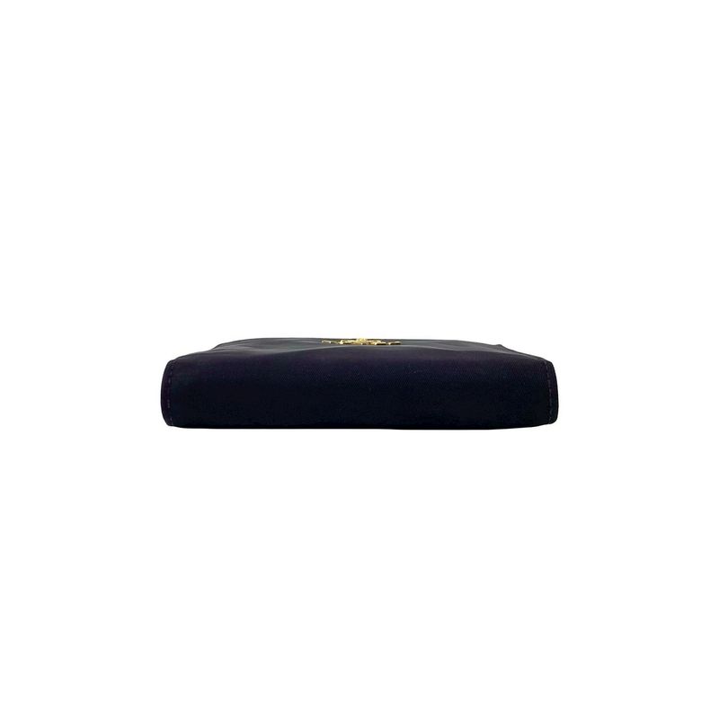 Prada Logo Tessuto Nylon Leather Trifold Wallet Mini