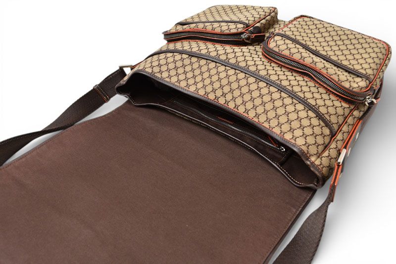 Celine Shoulder Bag Macadam Pattern A4 Compatible Brown Beige