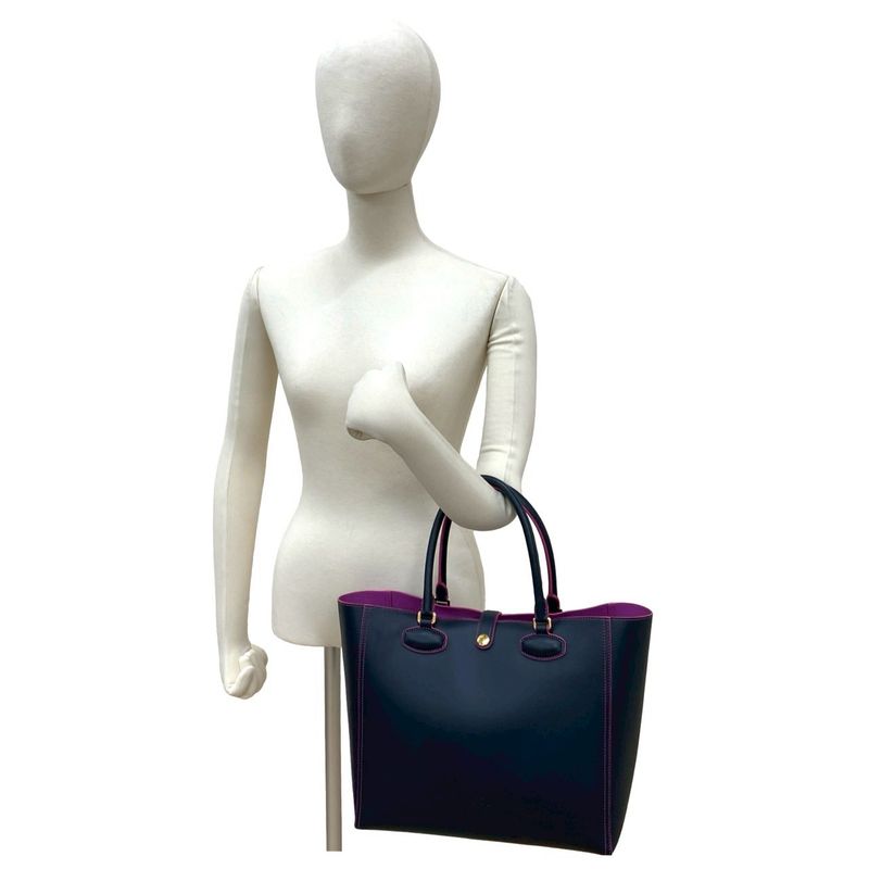 Loewe Leo Anagram Logo Tote Leather Navy Navy X Pink