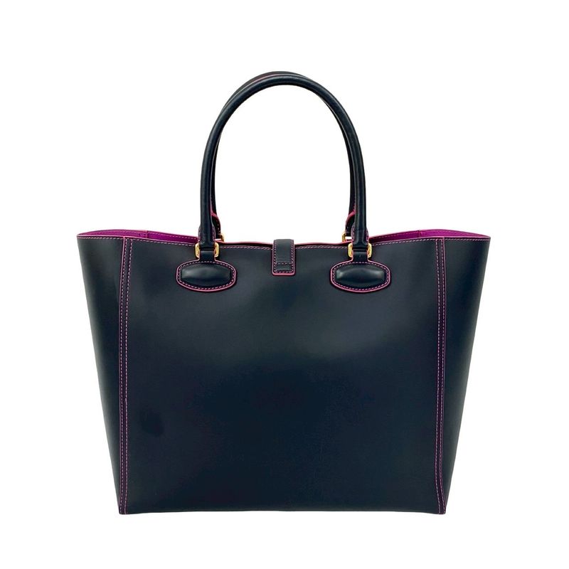 Loewe Leo Anagram Logo Tote Leather Navy Navy X Pink