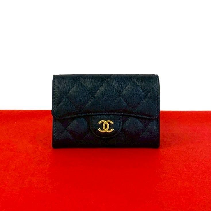Chanel Quilted CC Logo Caviar Leather Card Case Business
