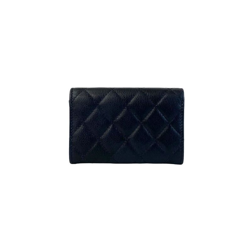 Chanel Quilted CC Logo Caviar Leather Card Case Business