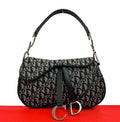 Dior Saddle Bag Trotter Canvas Leather Black