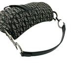 Dior Saddle Bag Trotter Canvas Leather Black