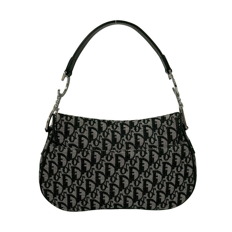 Dior Saddle Bag Trotter Canvas Leather Black