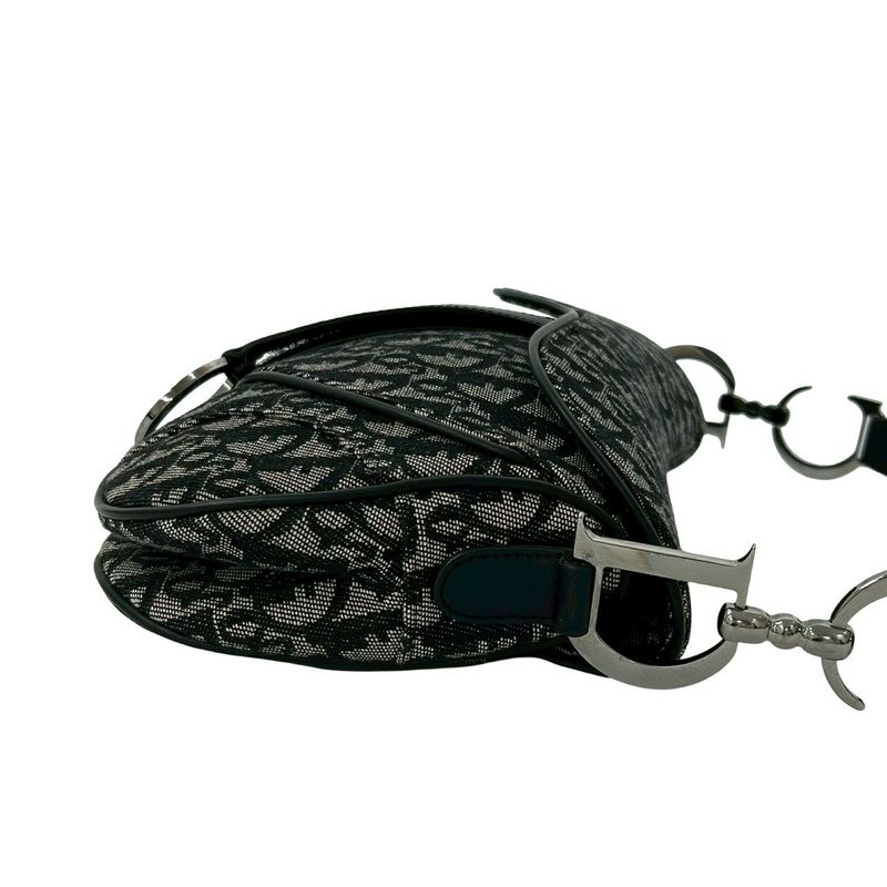 Dior Saddle Bag Trotter Canvas Leather Black