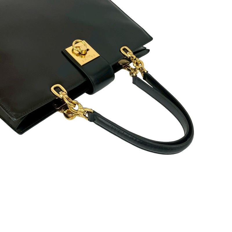 Celine Vintage Logo Ring Calf Leather Handbag