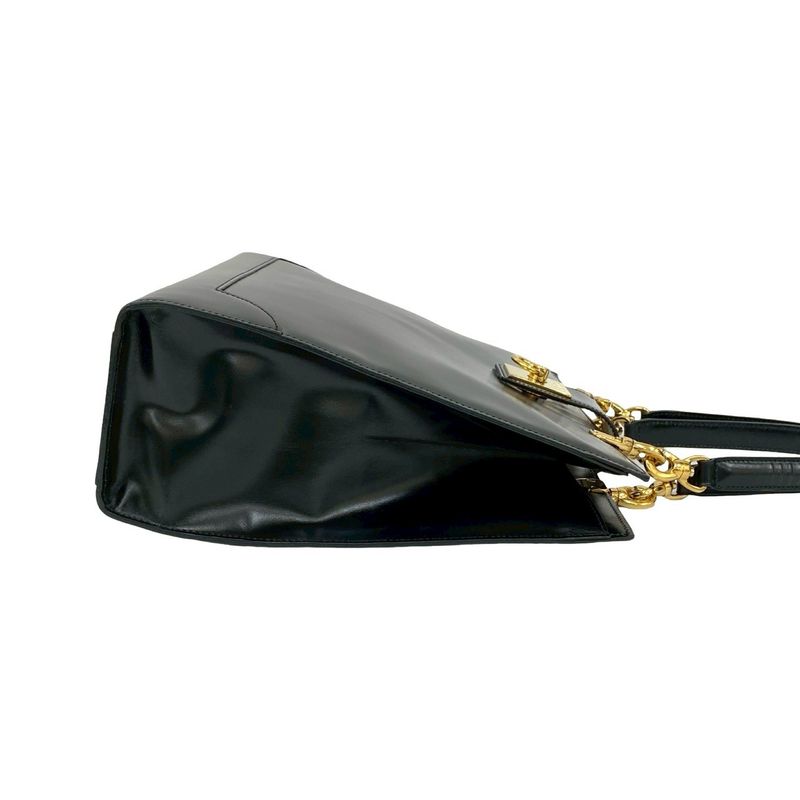 Celine Vintage Logo Ring Calf Leather Handbag