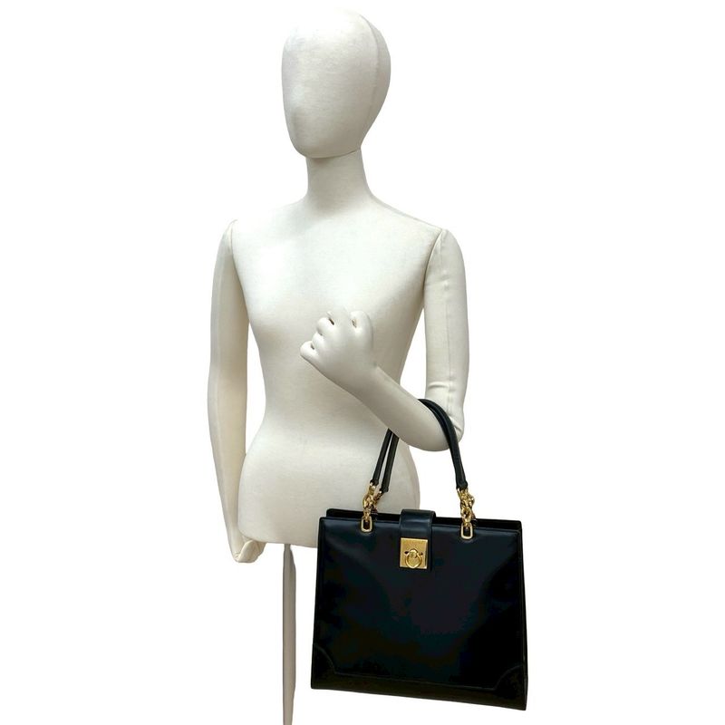 Celine Vintage Logo Ring Calf Leather Handbag