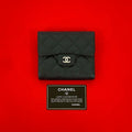 Chanel Card Seal Quilted CC Logo Caviar Leather Trifold Wallet