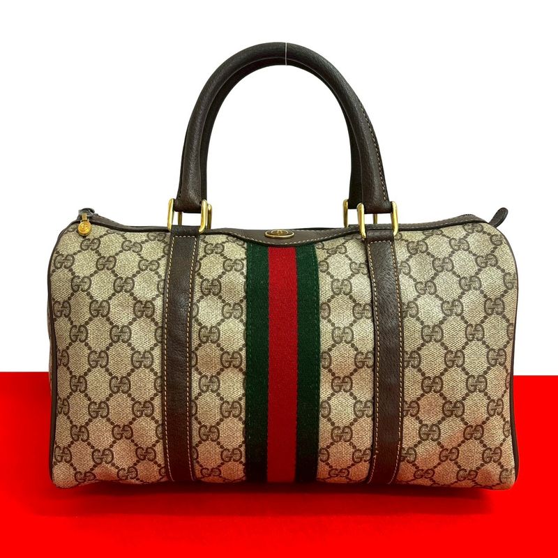 Gucci Vintage Sherry Handbag Brown Red Green