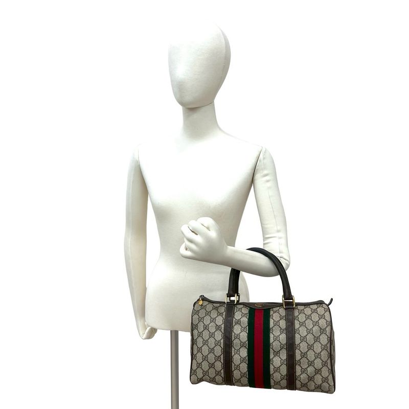 Gucci Vintage Sherry Handbag Brown Red Green