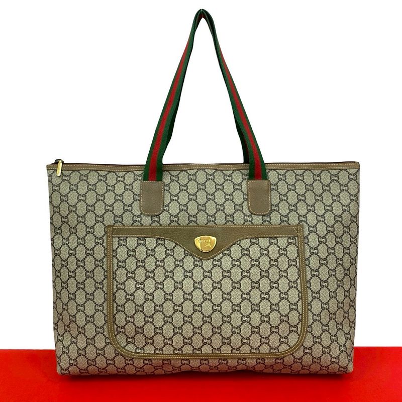 Gucci Vintage Sherry Leather Brown Red Green