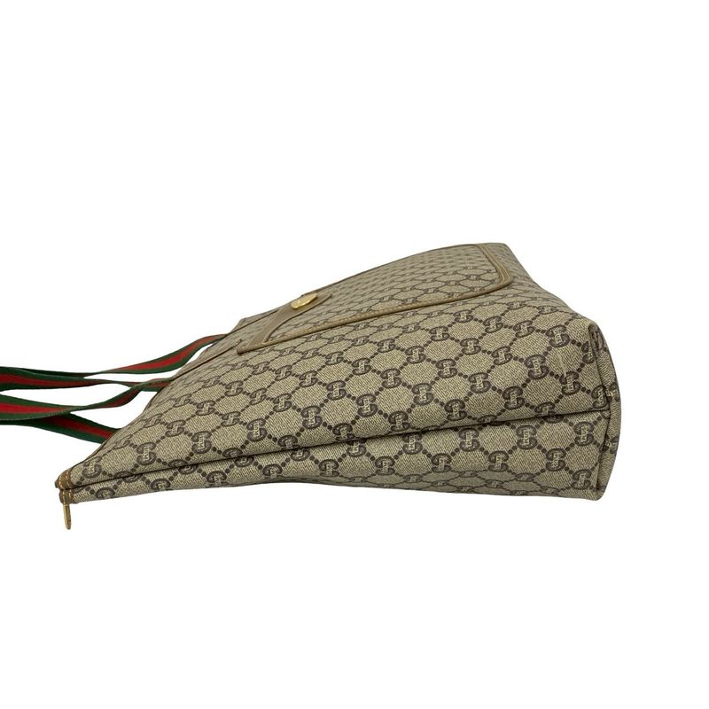 Gucci Vintage Sherry Leather Brown Red Green