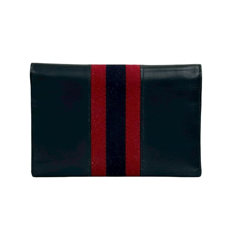 Gucci Vintage Sherry Leather Red Navy
