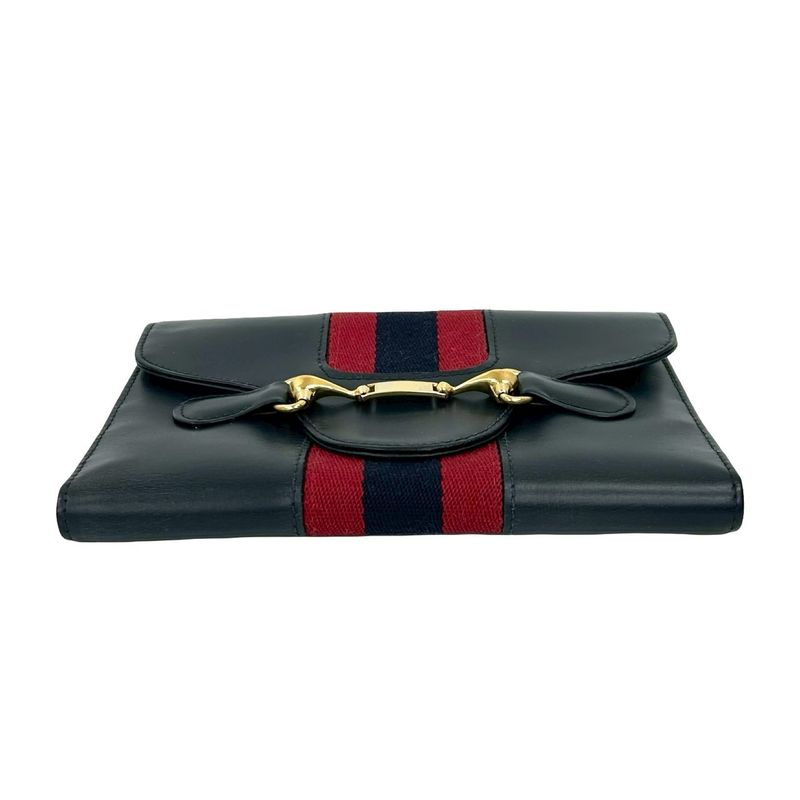 Gucci Vintage Sherry Leather Red Navy