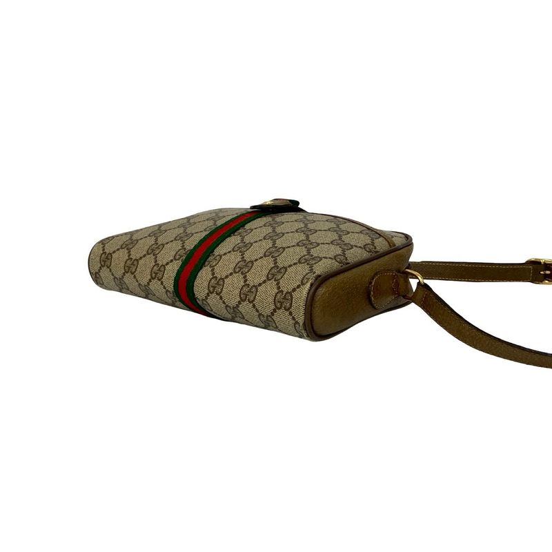 Gucci Vintage Sherry Shoulder Bag Brown Green Red